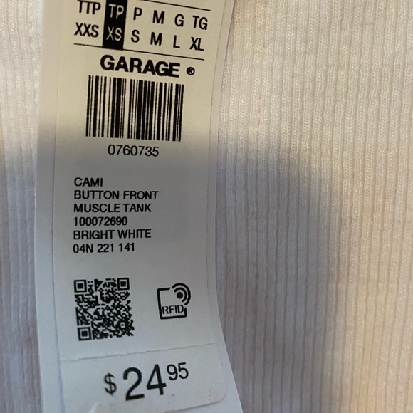 White garage tank top NWT - Picture 4 of 4